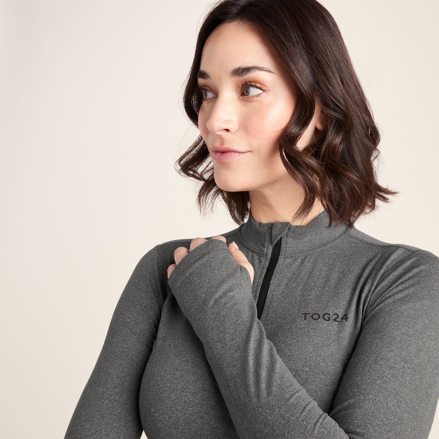 Snowdon Womens Thermal Base Layer Quarter Zip - Grey Marl