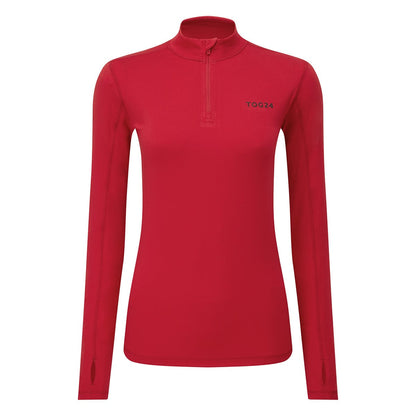 Snowdon Womens Thermal Base Layer Quarter Zip - Rouge Red