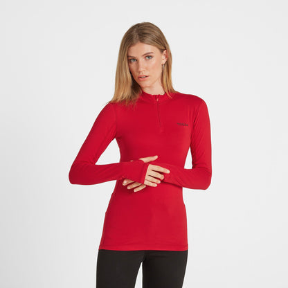 Snowdon Womens Thermal Base Layer Quarter Zip - Rouge Red