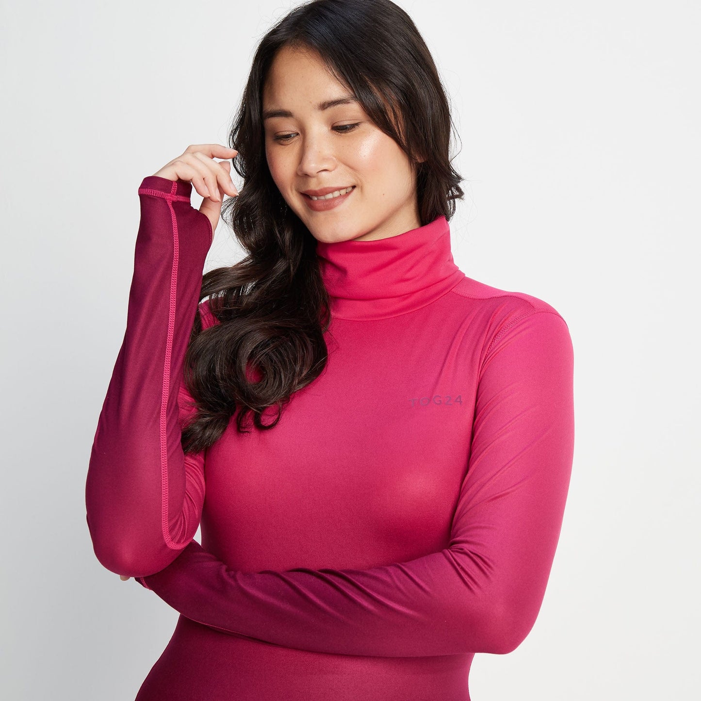 Snowdon Womens Thermal Roll Neck Base Layer - Raspberry Gradient