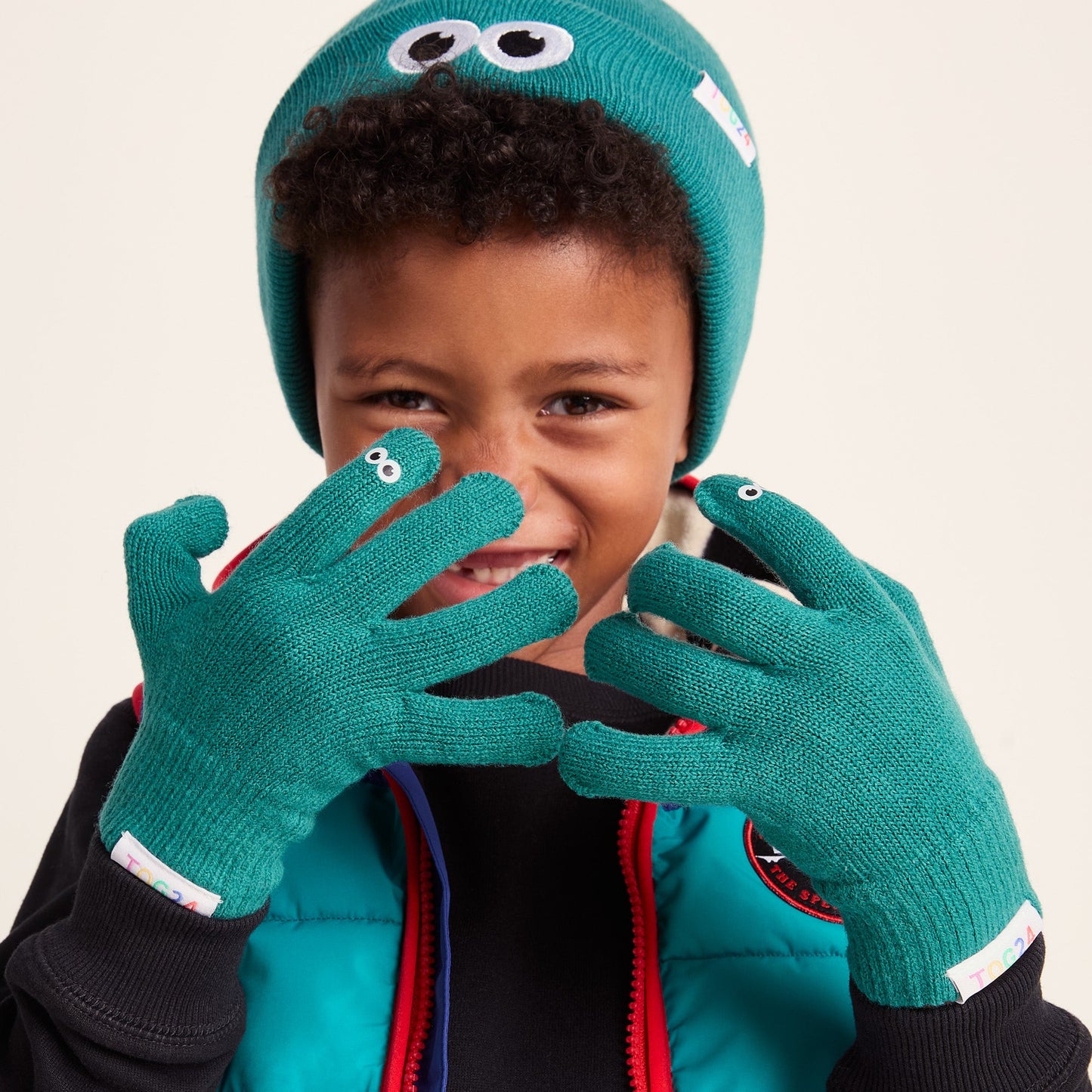 Soay Kids Shaun the Sheep Knit Gloves - Jungle Green
