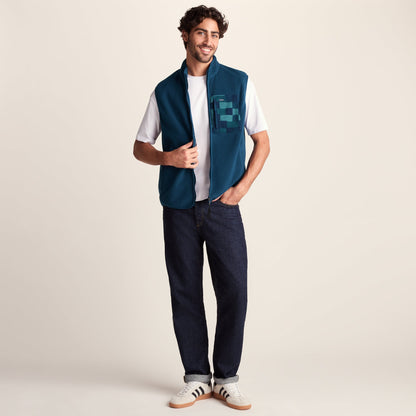 Stark Mens Relaxed Fit Microfleece Gilet - Inky Blue