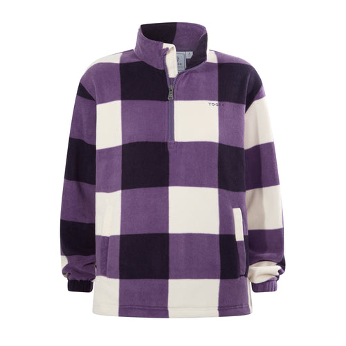 Stones Womens Checkerboard Half Zip Fleece Pullover - Smokey Purple Gingham