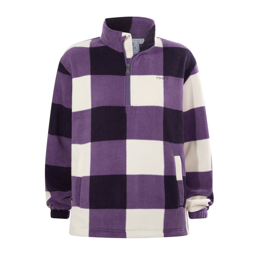 Stones Womens Checkerboard Half Zip Fleece Pullover - Smokey Purple Gingham