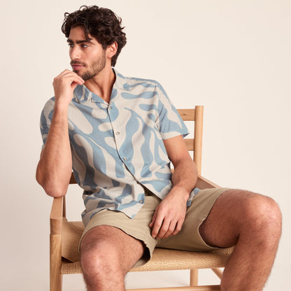 Strichen Mens Short Sleeve 100% Cotton Supersoft Shirt - Summer Sky
