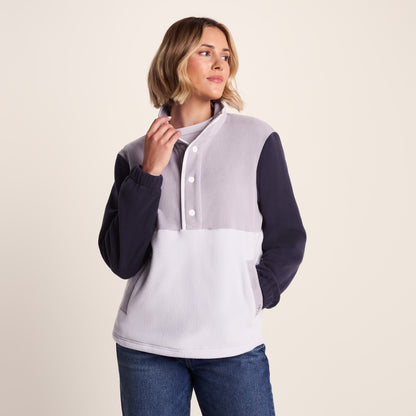 Symes Womens Relaxed Fit 1/2 Neck Microfleece Pullover - Lavender Grey/Oxford Blue