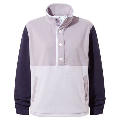 Symes Womens Relaxed Fit 1/2 Neck Microfleece Pullover - Lavender Grey/Oxford Blue
