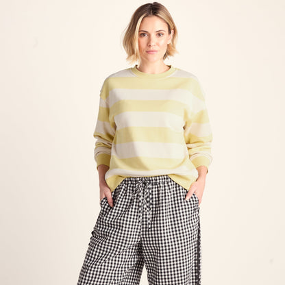 Tara Womens Relaxed Fit Supersoft Sweat - Butter Yellow Stripe