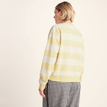 Tara Womens Relaxed Fit Supersoft Sweat - Butter Yellow Stripe