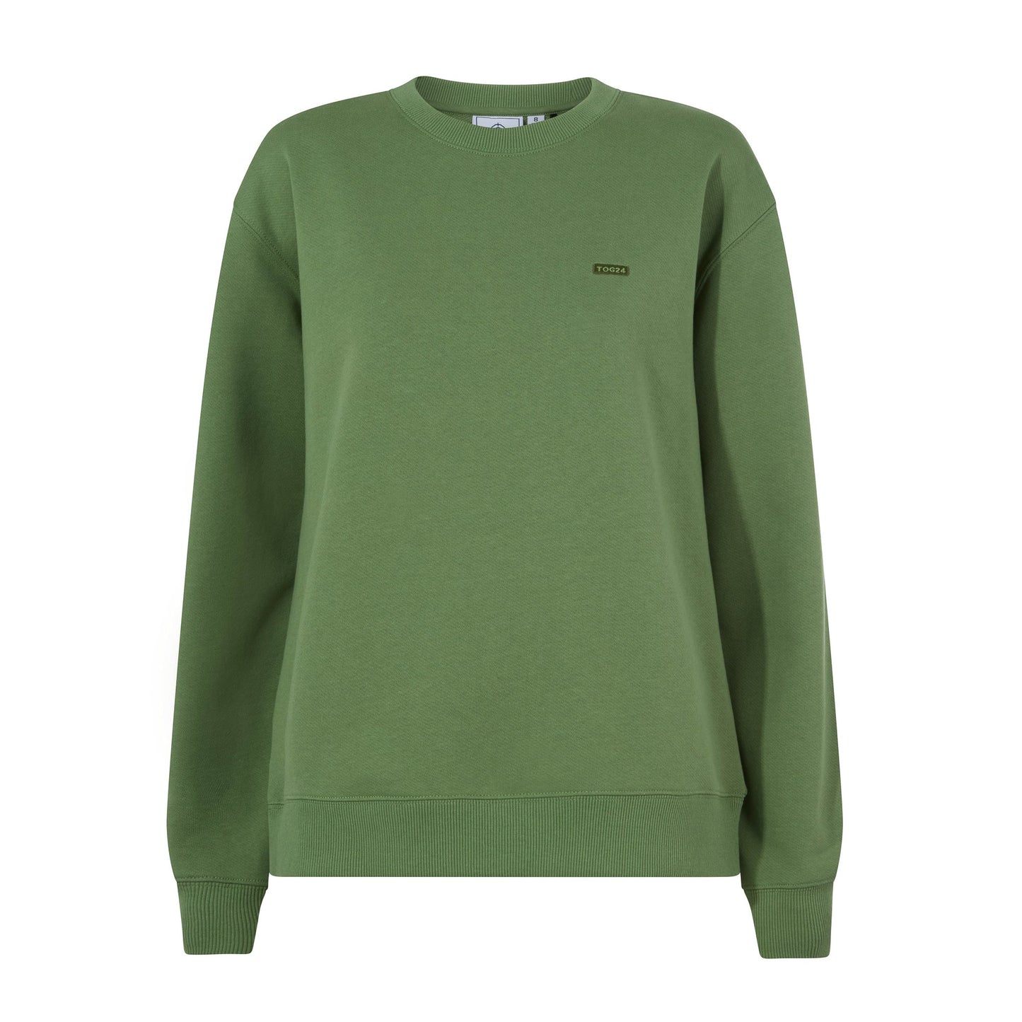 Tia Womens Heavyweight 100% Cotton Crew Neck Sweatshirt - Dark Matcha