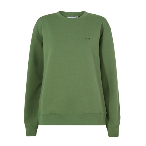 Tia Womens Heavyweight 100% Cotton Crew Neck Sweatshirt - Dark Matcha