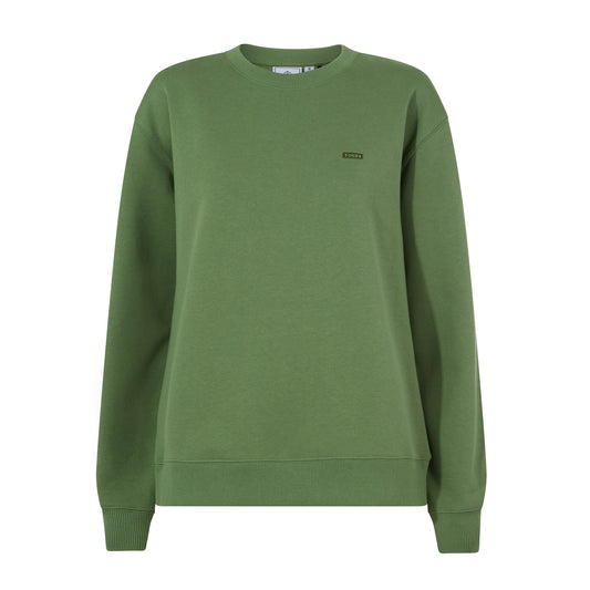 Tia Womens Heavyweight 100% Cotton Crew Neck Sweatshirt - Dark Matcha
