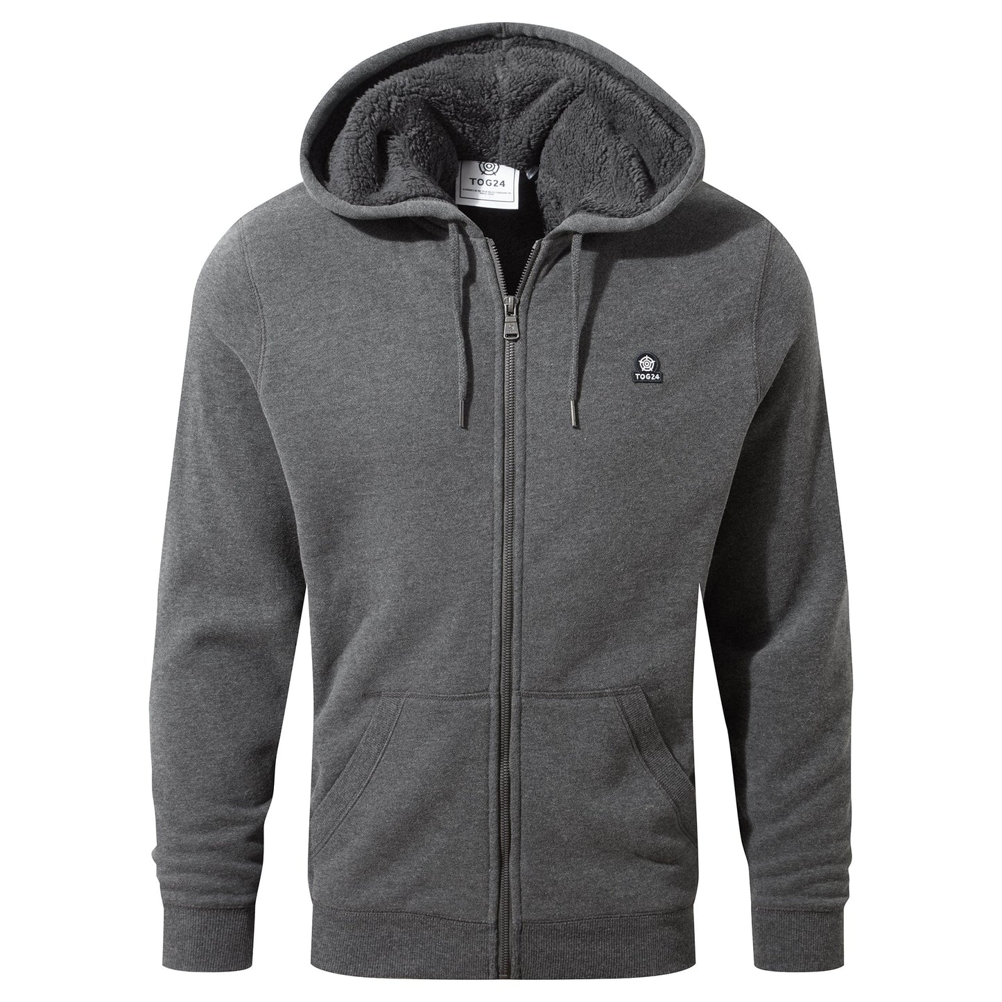 Timble Mens Sherpa Fleece Lined Hoody - Dark Grey Marl