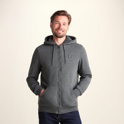 Timble Mens Sherpa Fleece Lined Hoody - Dark Grey Marl