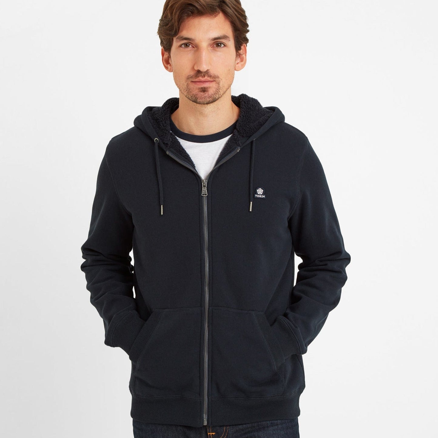 Timble Mens Sherpa Fleece Lined Hoody - Dark Indigo