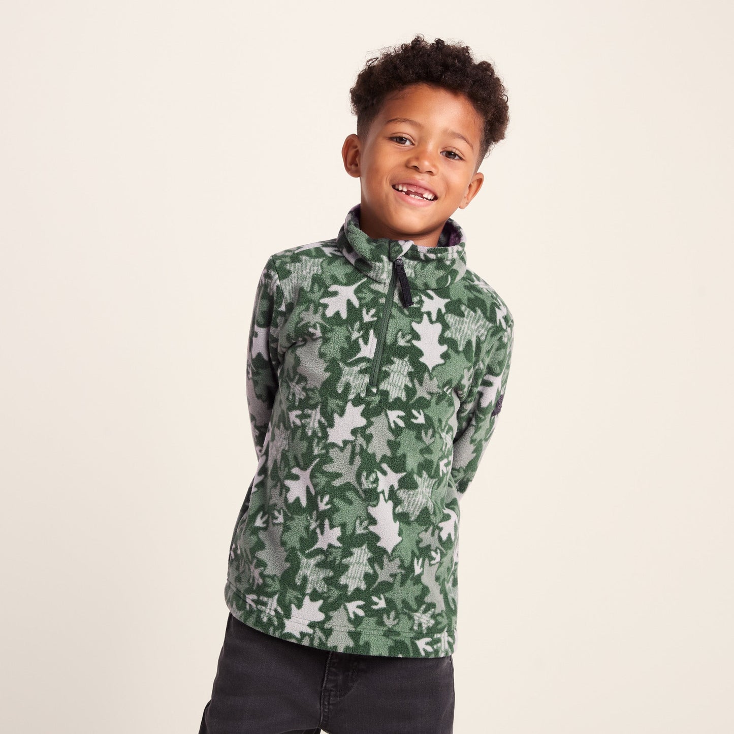 Toffolo Kids Zipneck Fleece - Oak Leaf Print