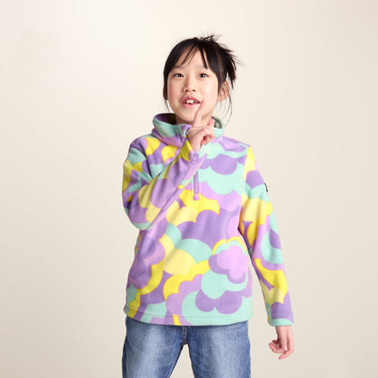 Toffolo Kids Zipneck Fleece - Lilac Cloud Print