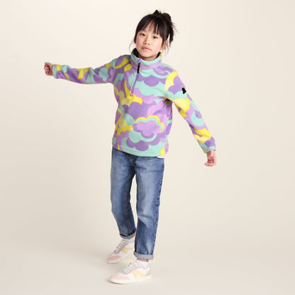 Toffolo Kids Zipneck Fleece - Lilac Cloud Print