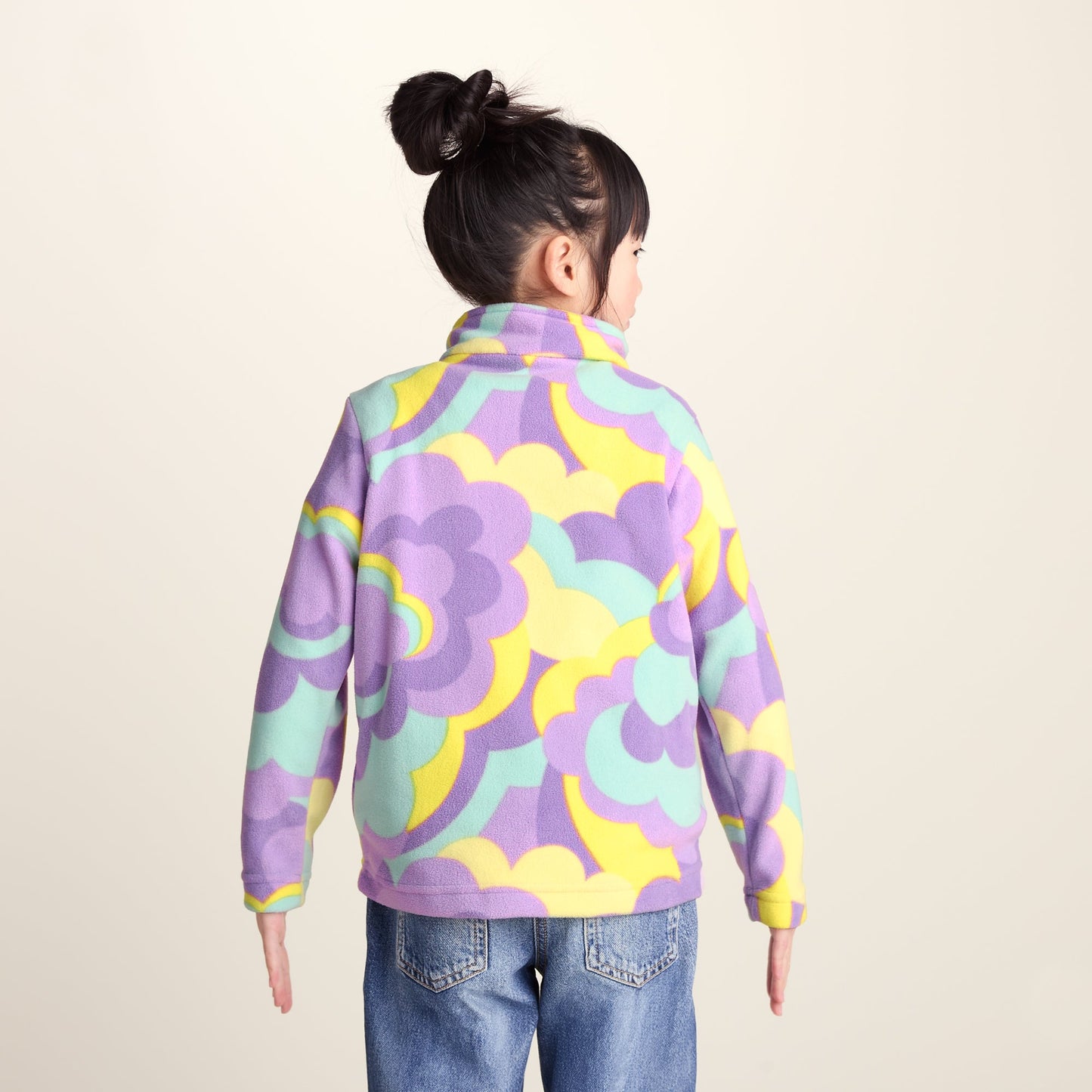 Toffolo Kids Zipneck Fleece - Lilac Cloud Print