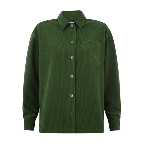 Tova Womens Corduroy Shacket Overshirt - Olive Green