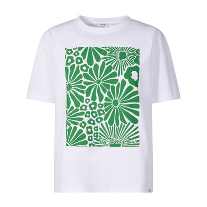 Trissy Womens Premium Supersoft Relaxed Fit T-Shirt - Optic White/Green