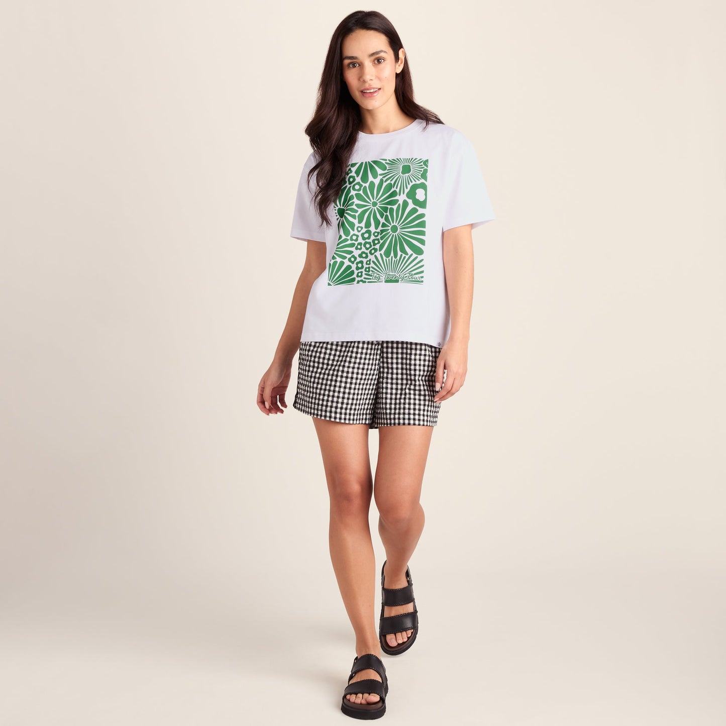 Trissy Womens Premium Supersoft Relaxed Fit T-Shirt - Optic White/Green