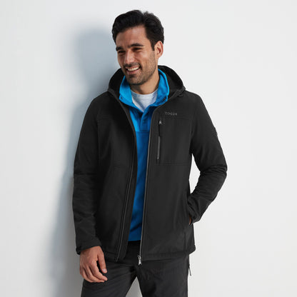 Truro Mens Hooded Softshell Jacket - Black