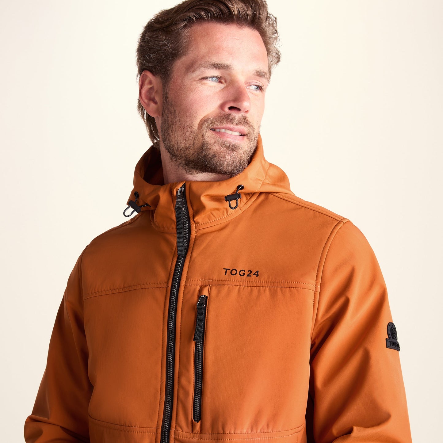 Truro Mens Hooded Softshell Jacket - Dark Orange