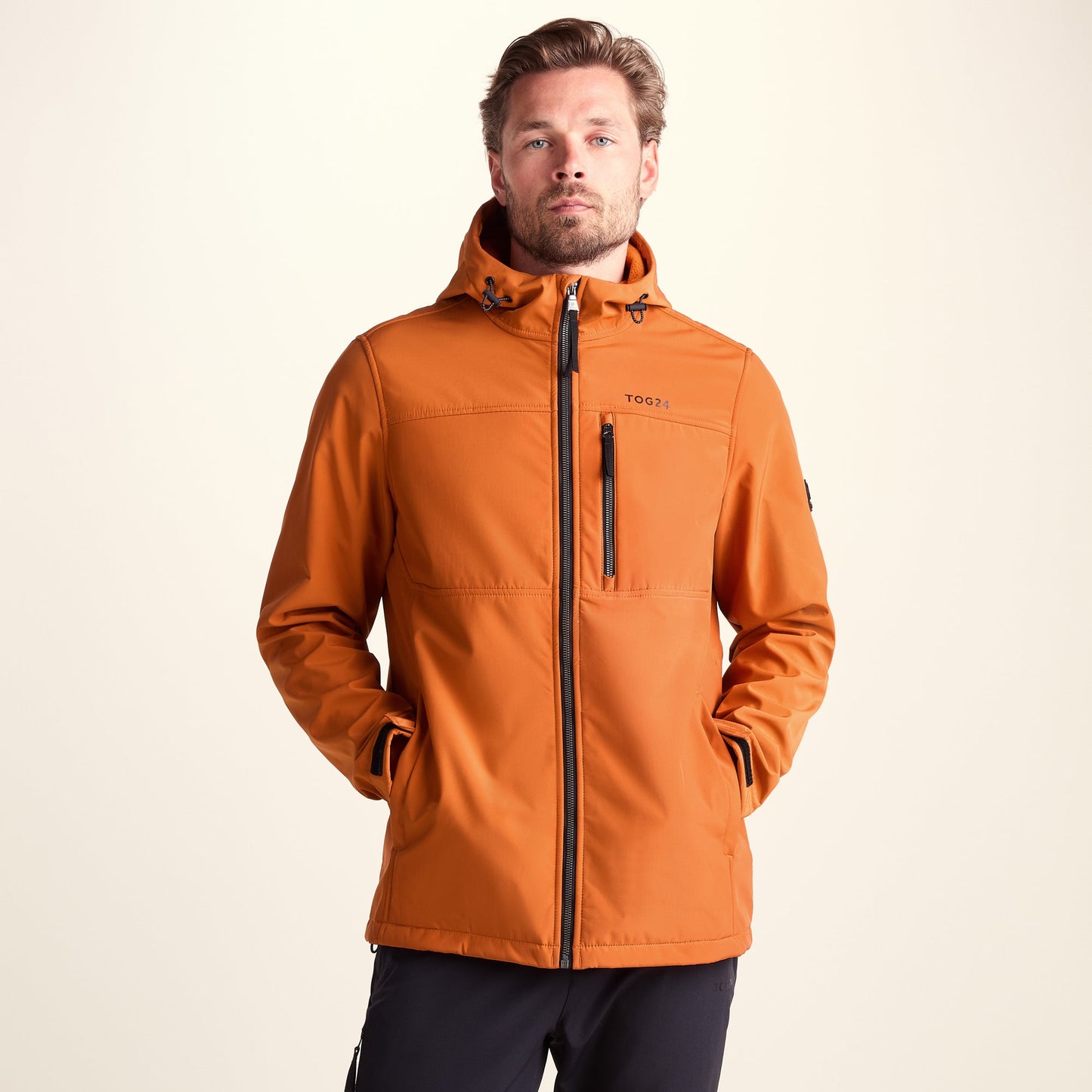 Truro Mens Hooded Softshell Jacket - Dark Orange