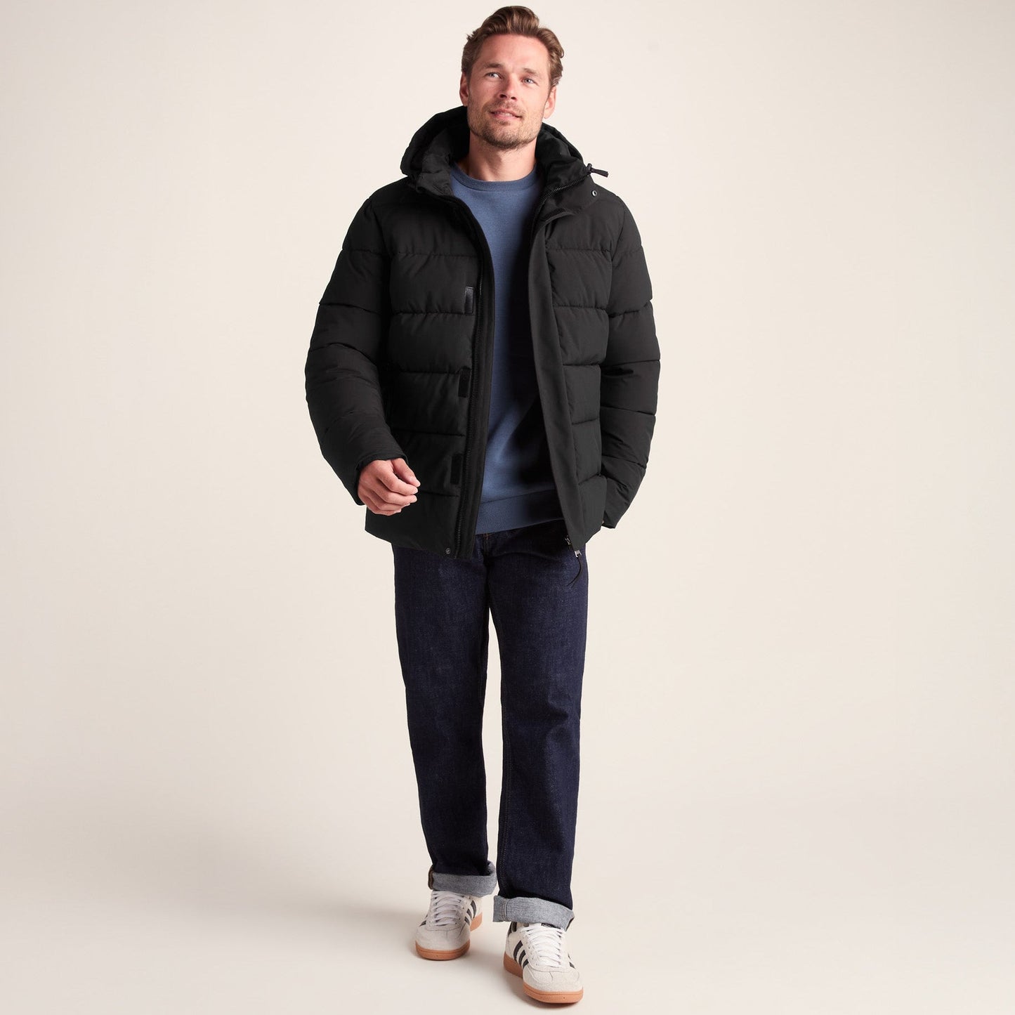 Tunnard Mens Short Shower Resistant Insulated Jacket - Black