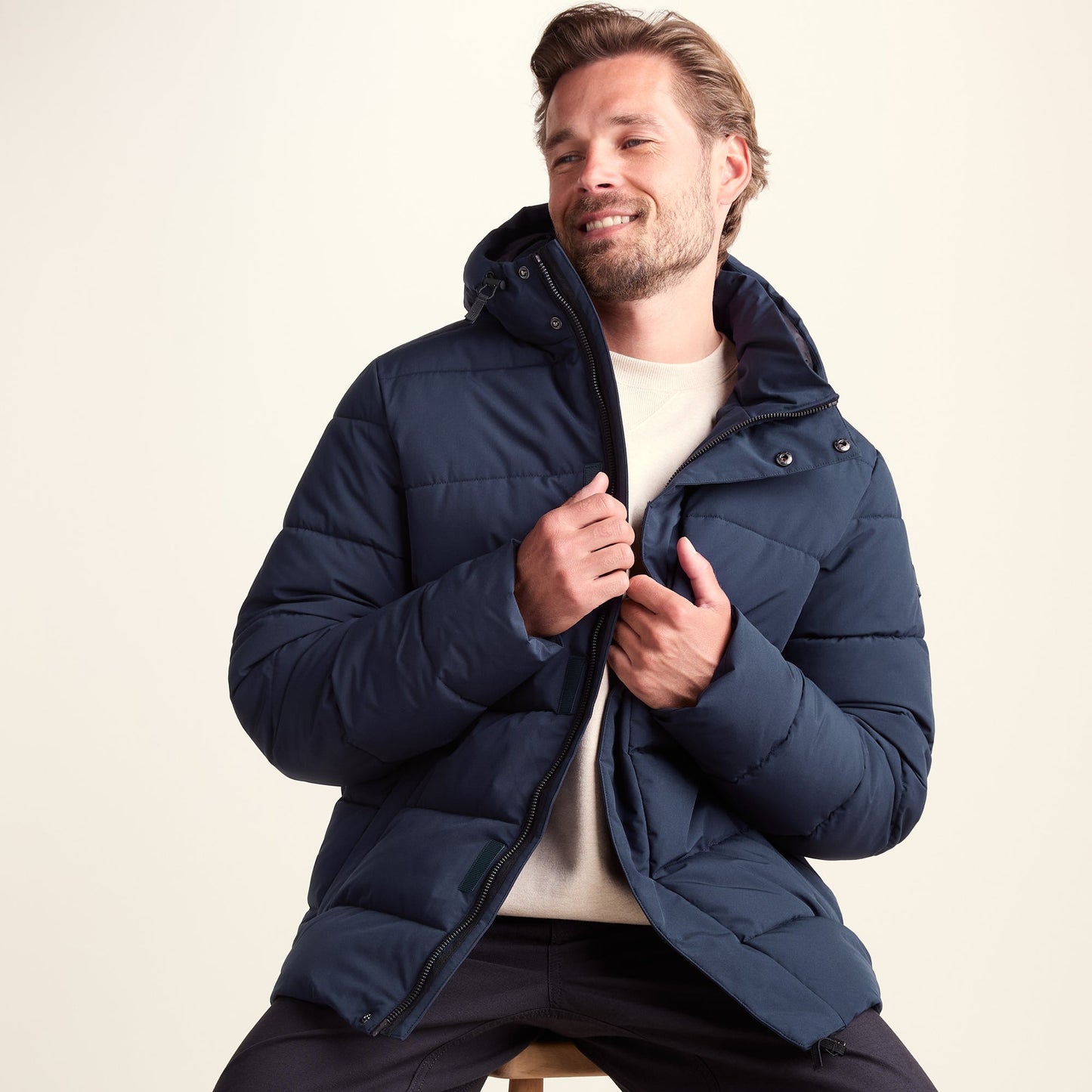Tunnard Mens Short Shower Resistant Insulated Jacket - Dark Indigo