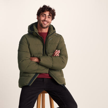Tunnard Mens Short Shower Resistant Insulated Jacket - Khaki