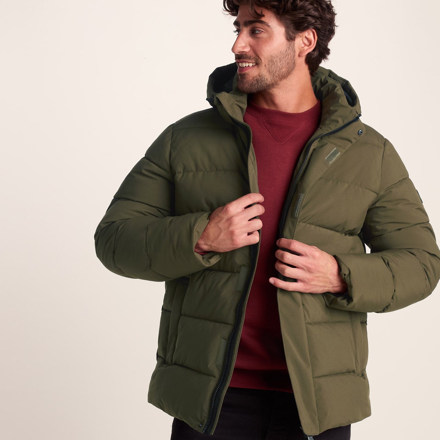 Tunnard Mens Short Shower Resistant Insulated Jacket - Khaki