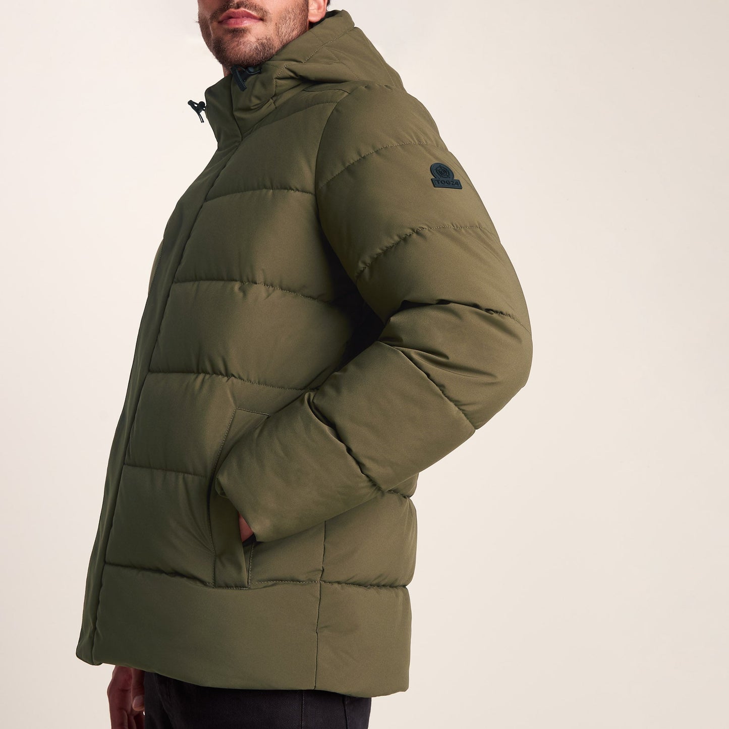 Tunnard Mens Short Shower Resistant Insulated Jacket - Khaki