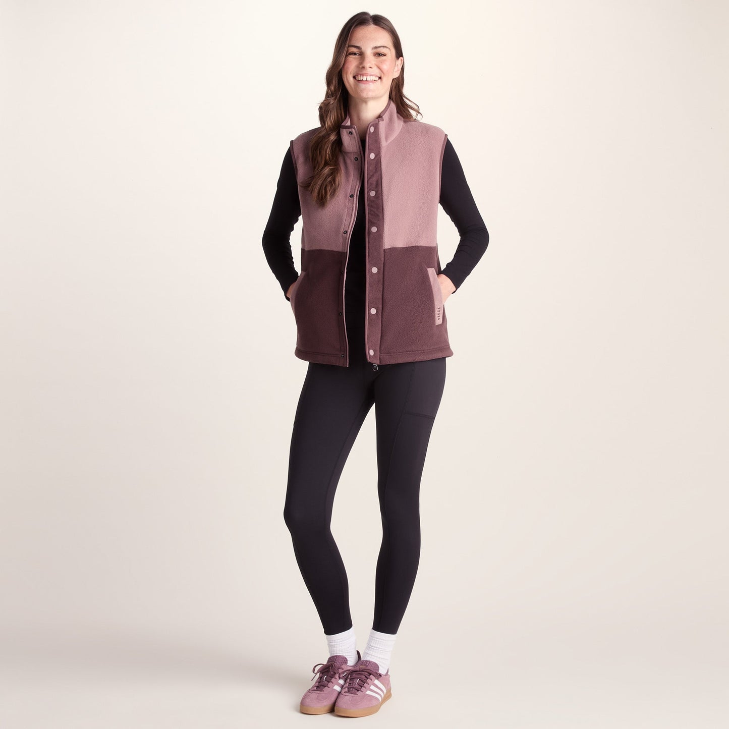 Tunston Womens Relaxed Fit Microfleece Gilet - Mauve/Dark Mauve