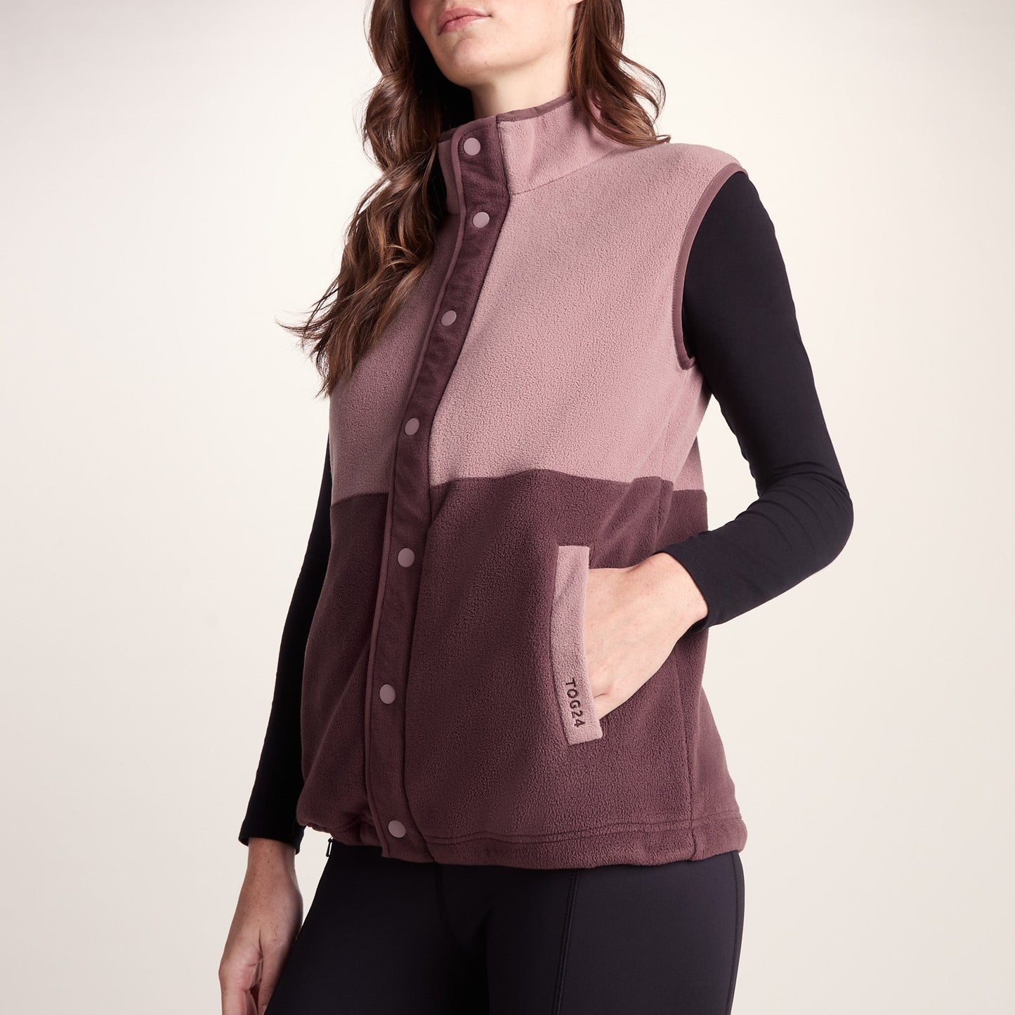 Tunston Womens Relaxed Fit Microfleece Gilet - Mauve/Dark Mauve