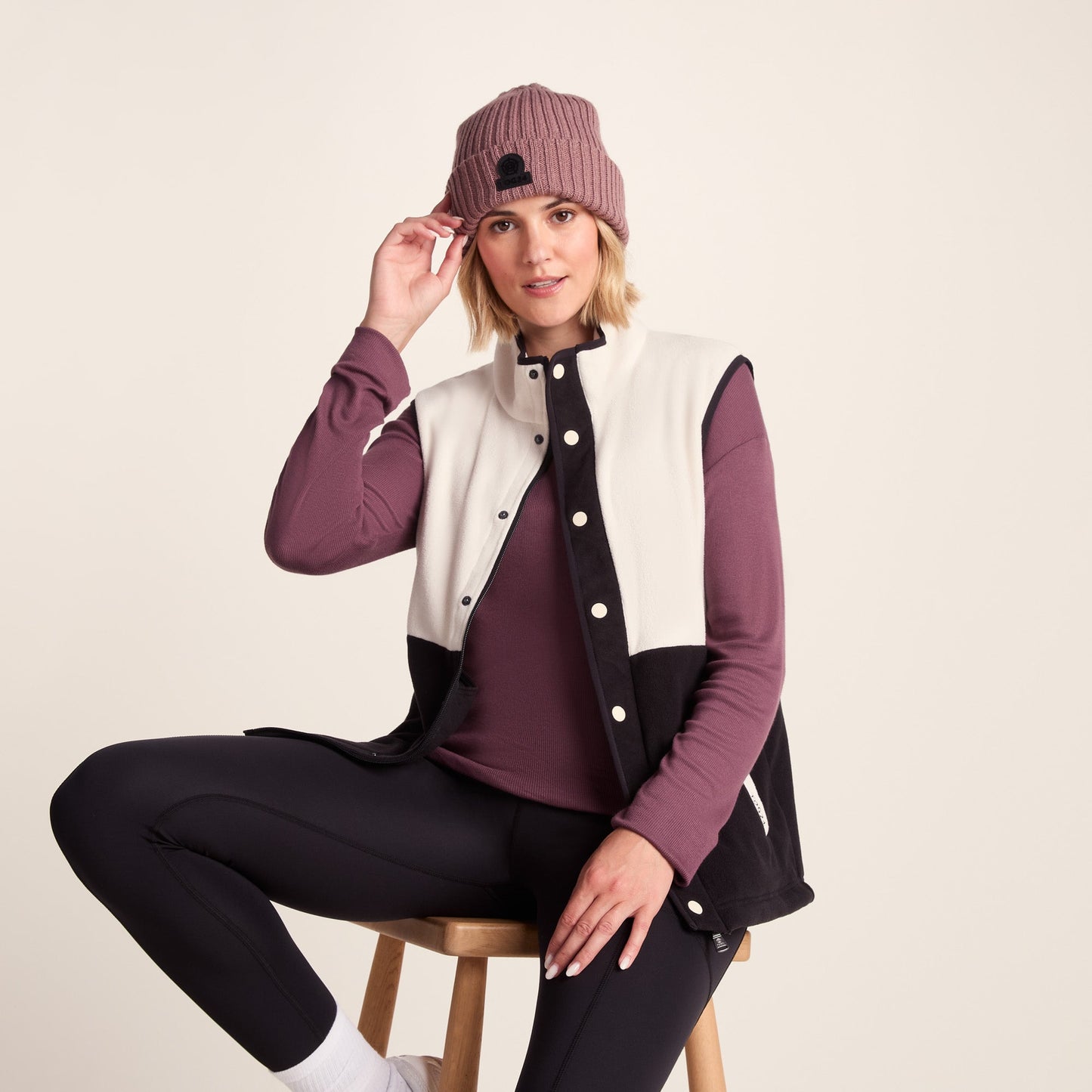 Tunston Womens Relaxed Fit Microfleece Gilet - Vanilla/Black