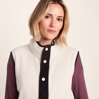 Tunston Womens Relaxed Fit Microfleece Gilet - Vanilla/Black