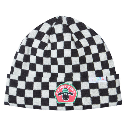 Uda Kids Shaun the Sheep Knit Hat - Black White Checkerboard
