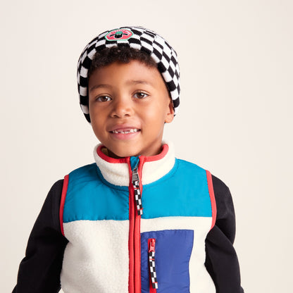Uda Kids Shaun the Sheep Knit Hat - Black White Checkerboard