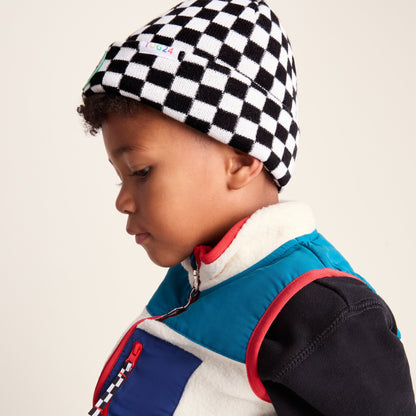 Uda Kids Shaun the Sheep Knit Hat - Black White Checkerboard