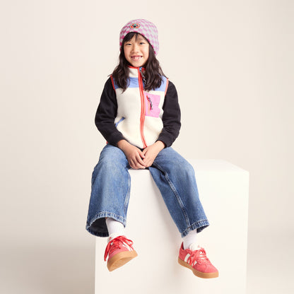 Uda Kids Shaun the Sheep Knit Hat - Pink White Checkerboard