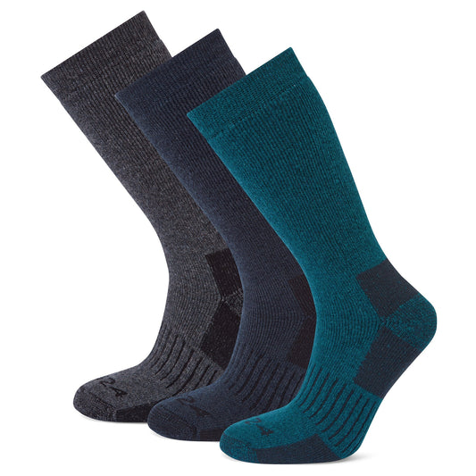 Villach 3 Pack Mens Trek Socks - Dark Grey Marl/Lagoon Blue/Dark Indigo