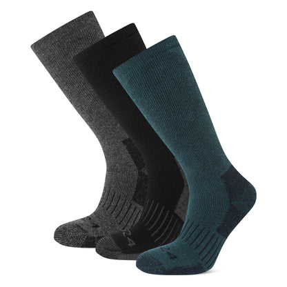 Villach 3 Pack Mens Trek Socks - Black/Racing Green/Dk Grey Marl
