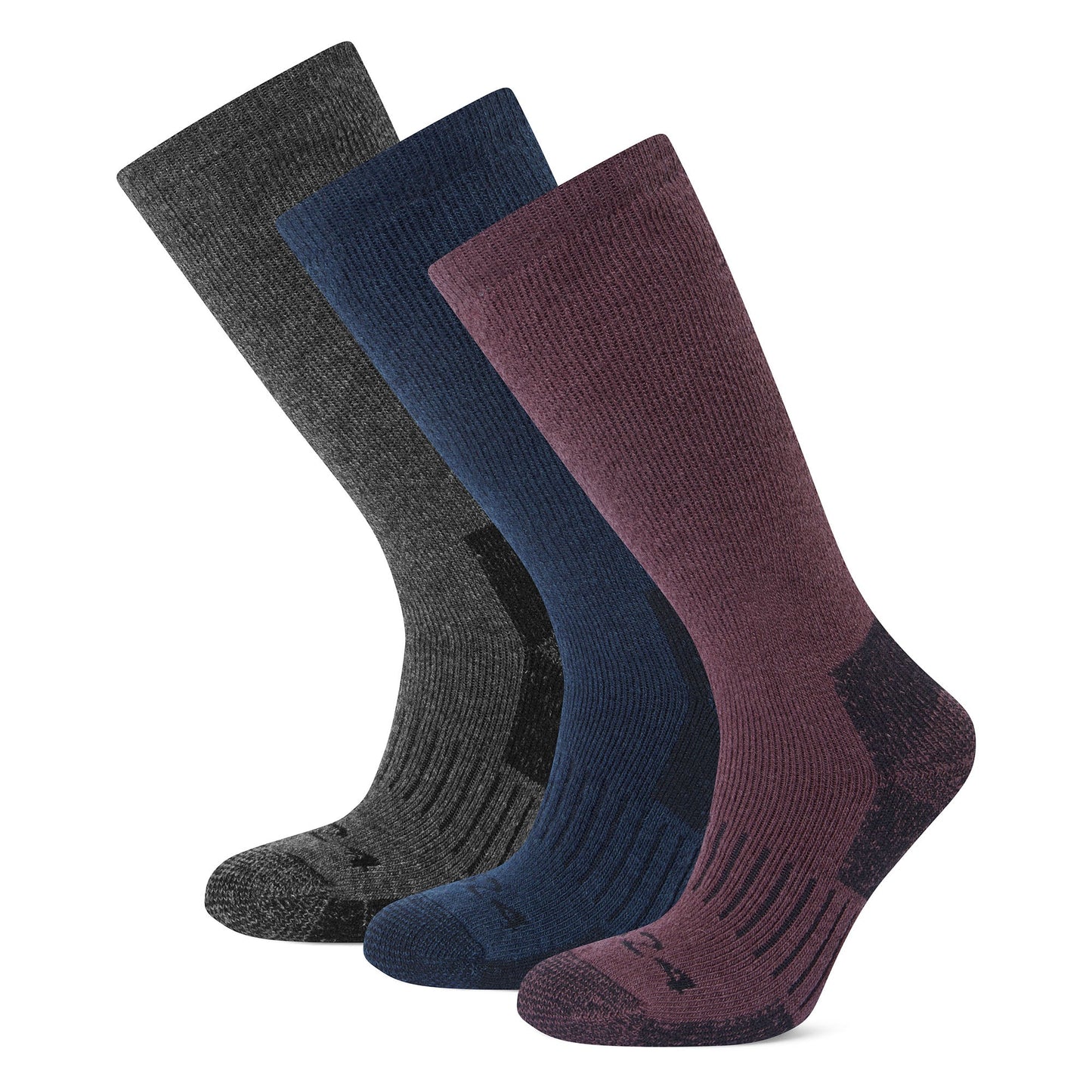 Villach 3 Pack Womens Trek Socks - Dk Indigo/Dk Mauve/Dk Grey Marl