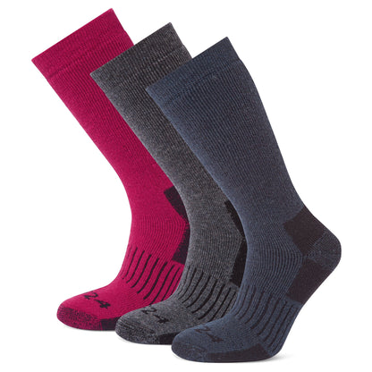 Villach 3 Pack Womens Trek Socks - Dark Grey Marl/Cerise/Dark Indigo