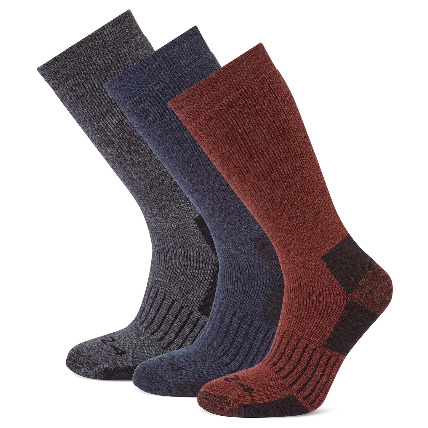 Villach 3 Pack Mens Trek Socks - Dark Grey Marl/Port/Dark Indigo
