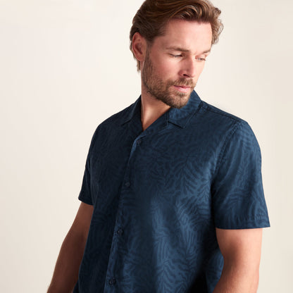 Wallsend Mens Short Sleeve 100% Cotton Supersoft Shirt - Deep Teal Print