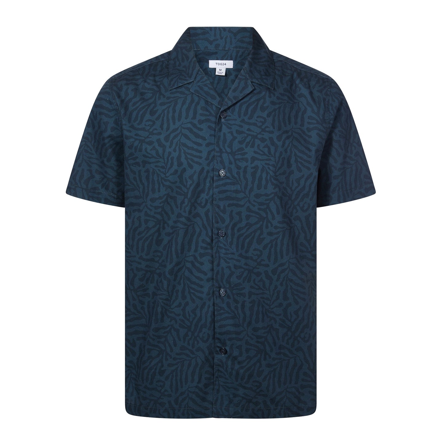 Wallsend Mens Short Sleeve 100% Cotton Supersoft Shirt - Deep Teal Print