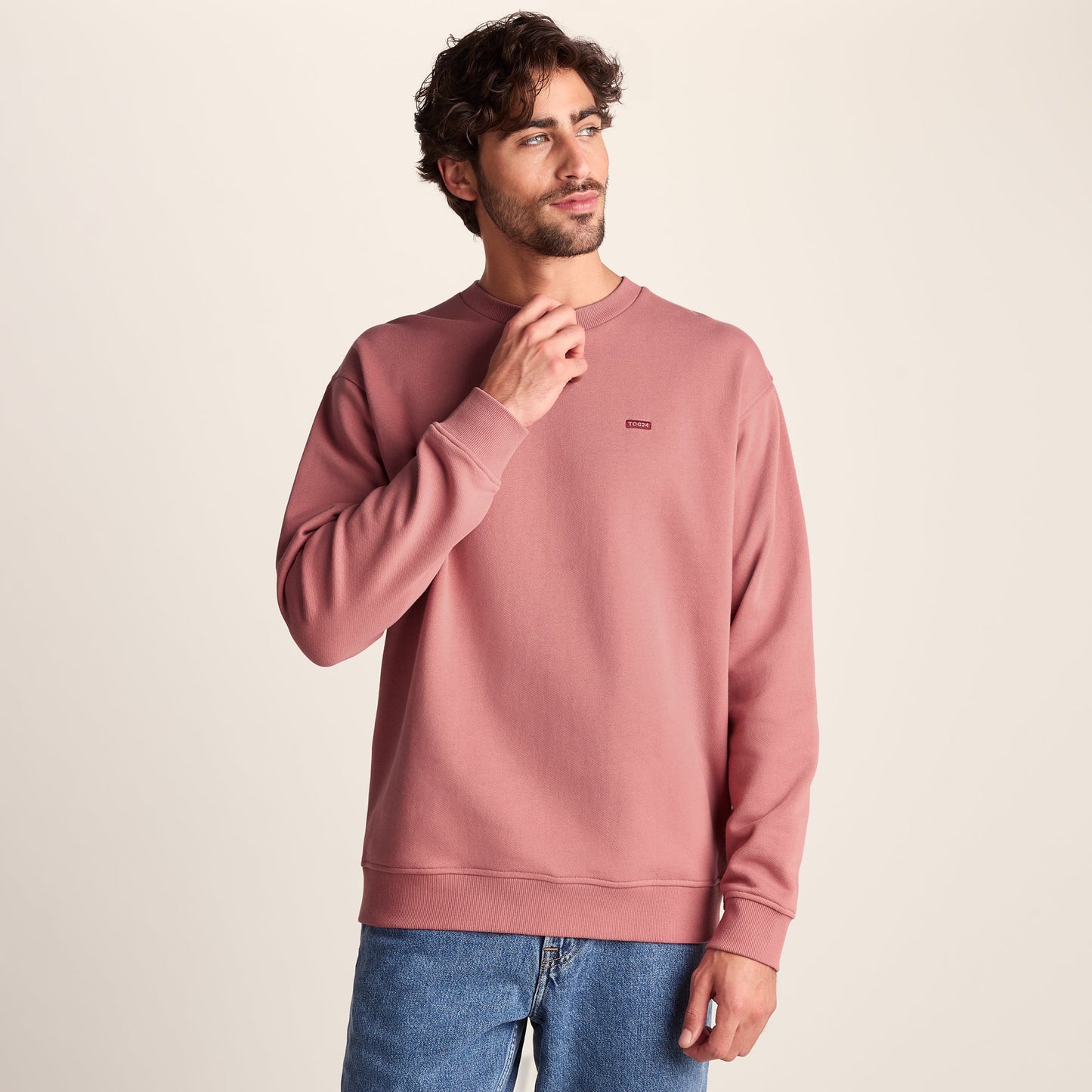 Warren Mens Relaxed Fit 100% Cotton Heavyweight Sweat - Redwood